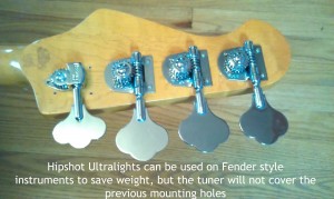 Hipshot Ultralights on Fender Bass